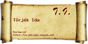 Törjék Ida névjegykártya